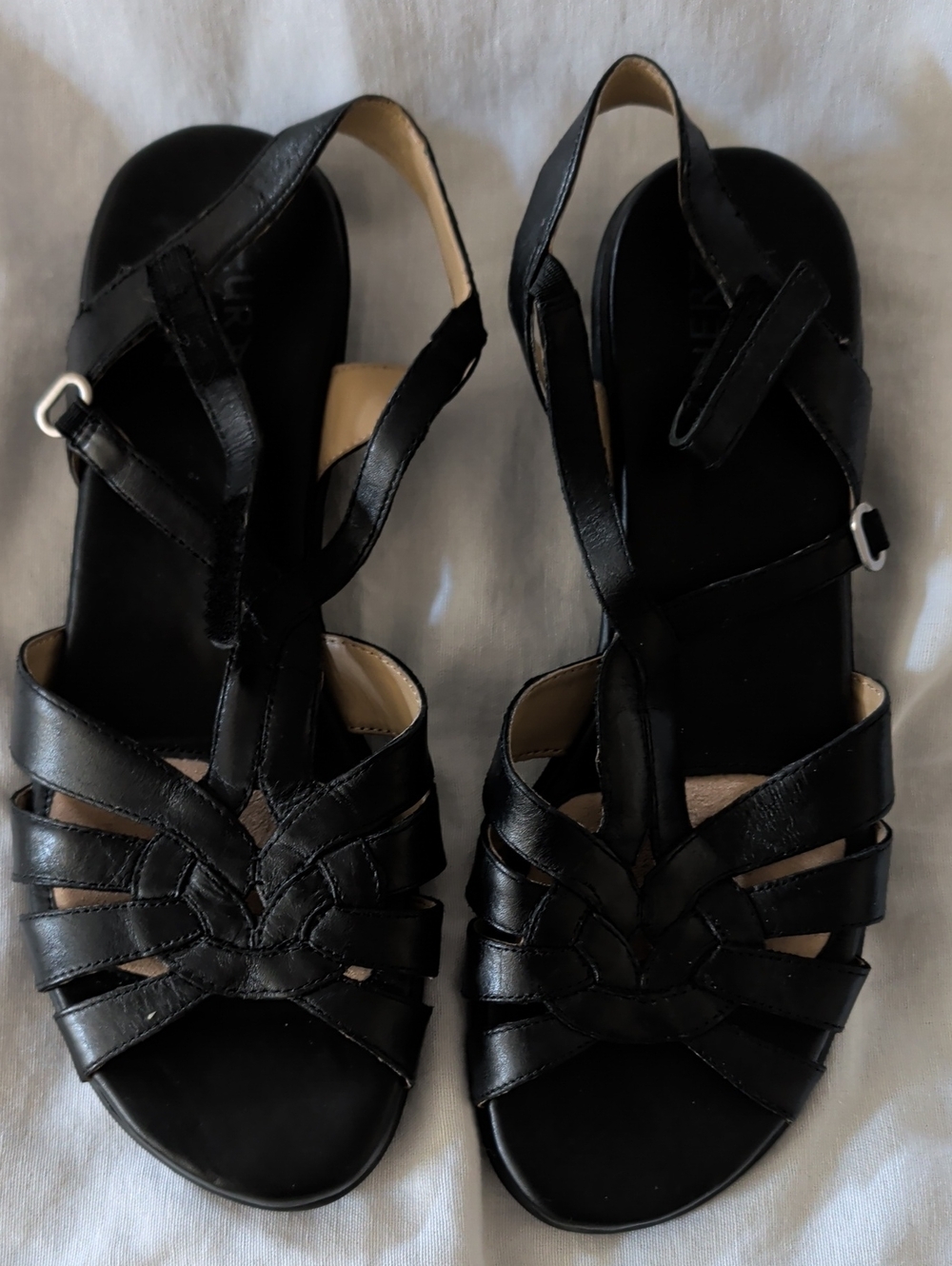 Naturalizer Black Woven Leather Slingback Sandals